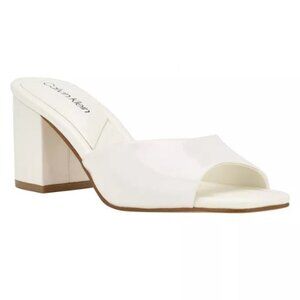 New Calvin Klein Women's Toven Slip-On Mid Heel Dress Sandals - White - Size 9.5